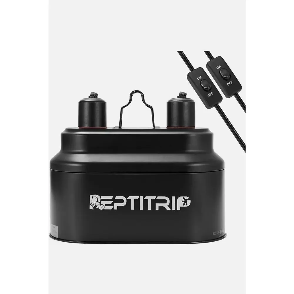 Reptitrio Double Dome Reptile Lamp Fixture Dual Bulb Heat Light 320W NIB
